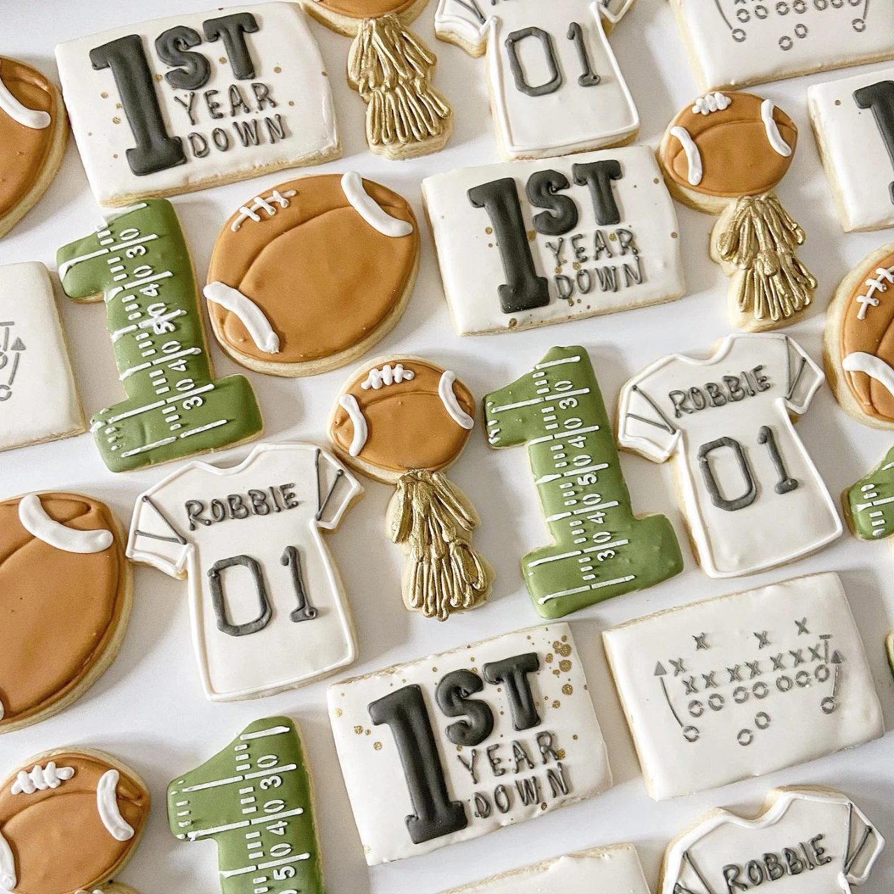 Varsity Sugar Cookie Set first year down football birthday