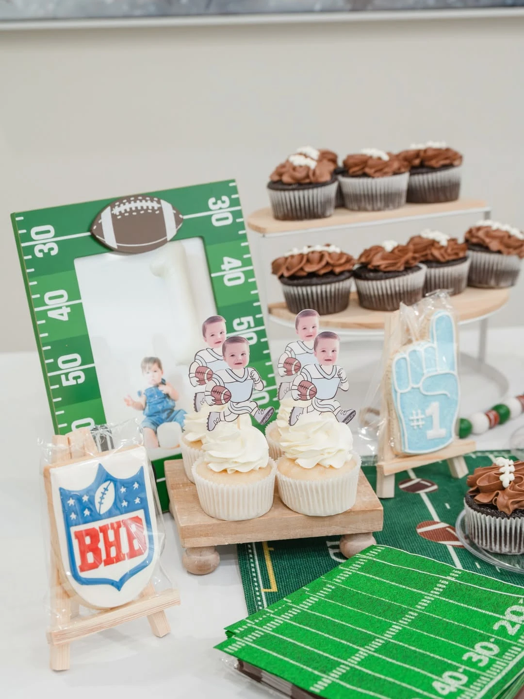 Personalized Face Toppers first year down football birthday