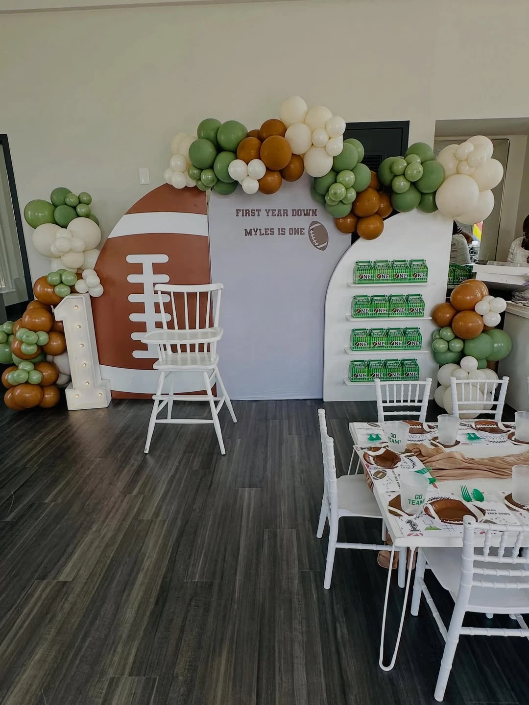 Main Event Seating first year down football birthday