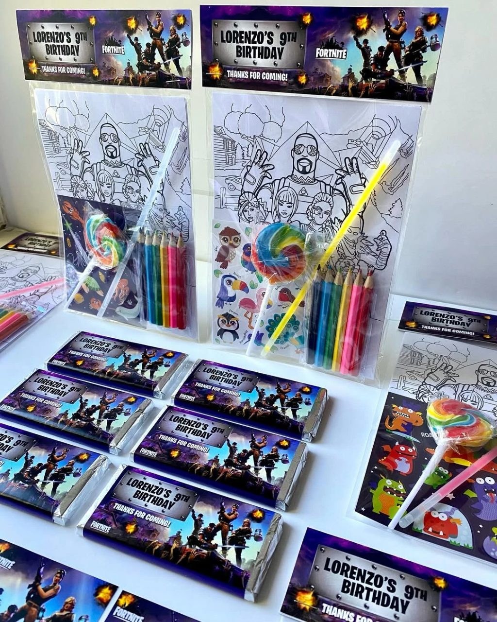 Custom Activity Favor Packs fortnite birthday party ideas