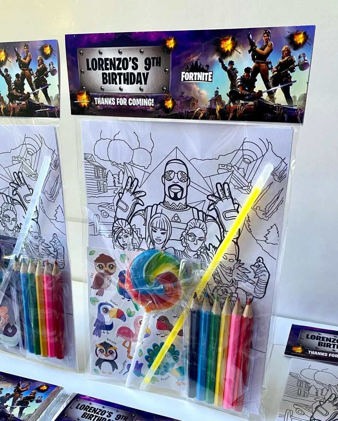 Custom Activity Favor Packs fortnite birthday party ideas