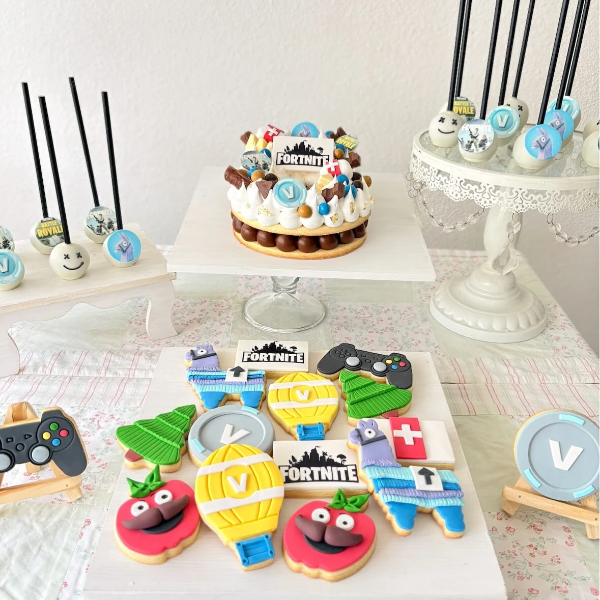 Loot-Themed Dessert Station Setup fortnite birthday party ideas