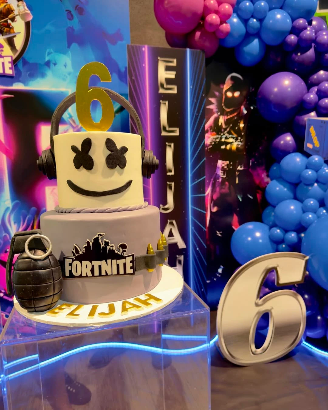 Marshmello Character Cake Display fortnite birthday party ideas
