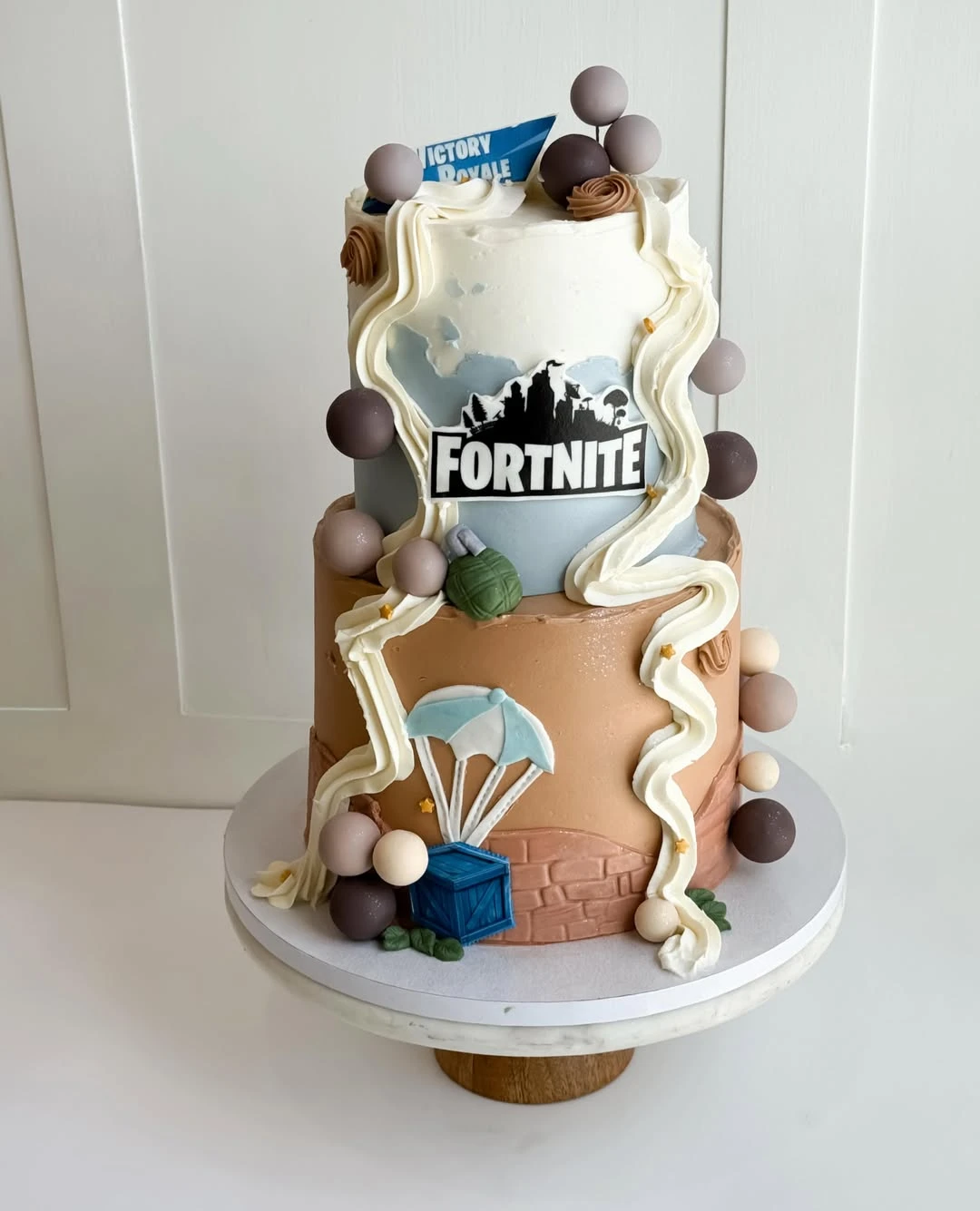Tiered Map Elements Cake fortnite birthday party ideas