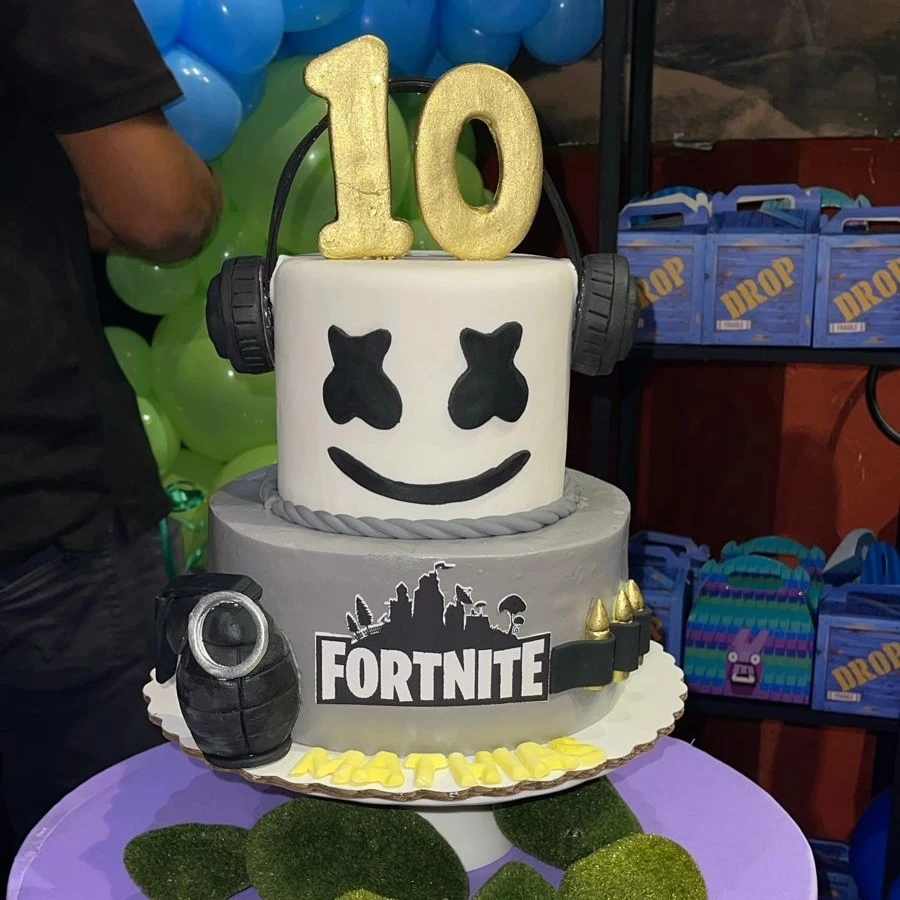 Monochrome Skin Cake Design fortnite birthday party ideas