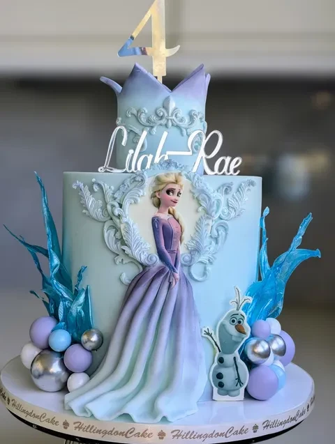 Dimensional Elsa Skirt Detail frozen birthday cake