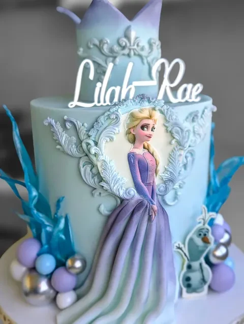 Dimensional Elsa Skirt Detail frozen birthday cake