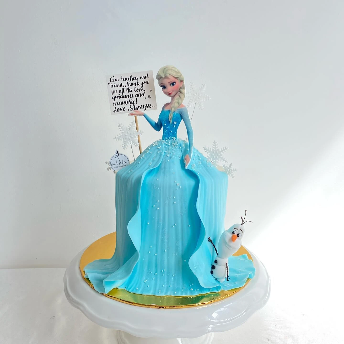 Flowing Fondant Gown frozen birthday cake