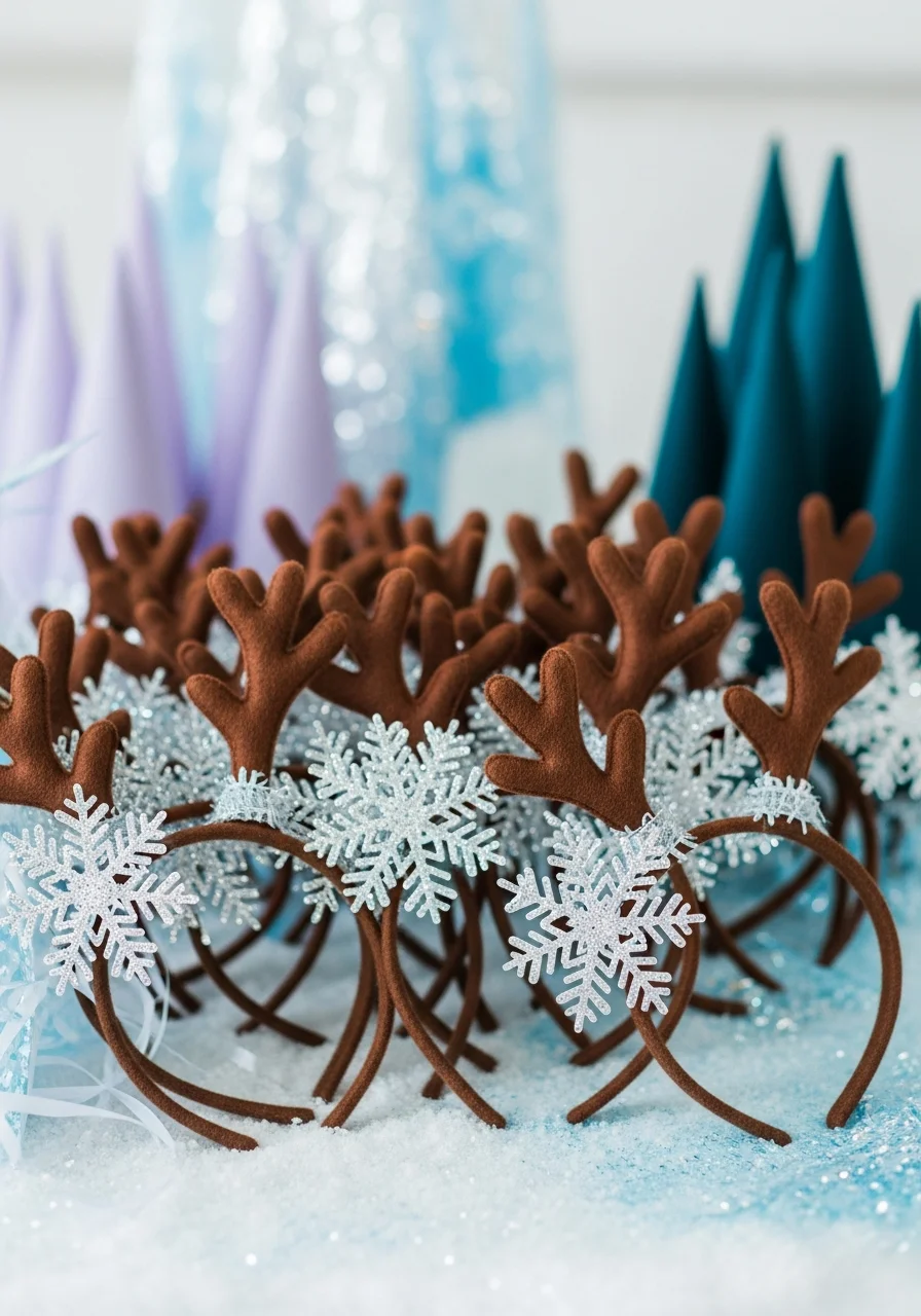 Reindeer antler headbands with a small silver snowflake detail.