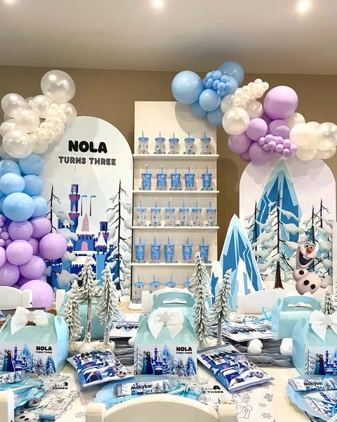 Icy Forest Banquet Setup frozen birthday party ideas