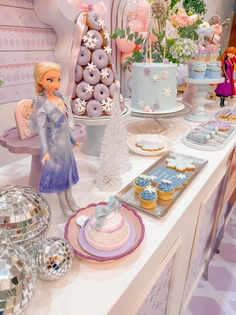 Lavender Donut Snow Tower frozen birthday party ideas