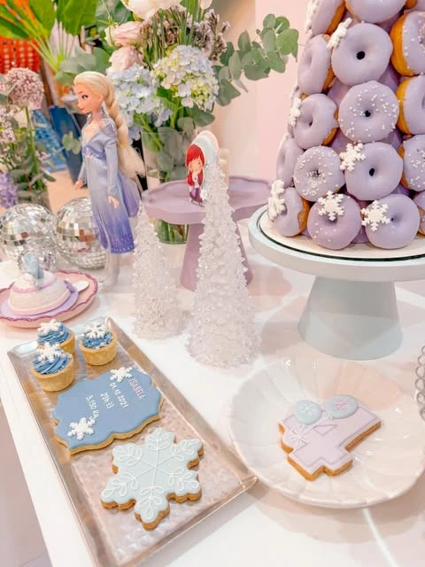 Lavender Donut Snow Tower frozen birthday party ideas