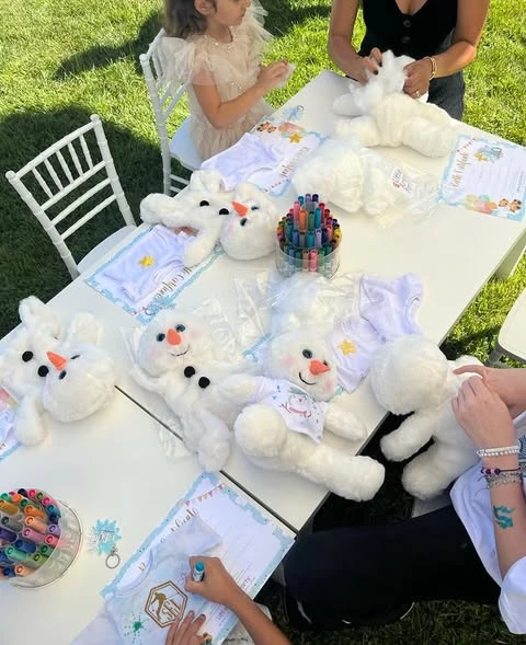 Plush Snowman Craft Station frozen birthday party ideas