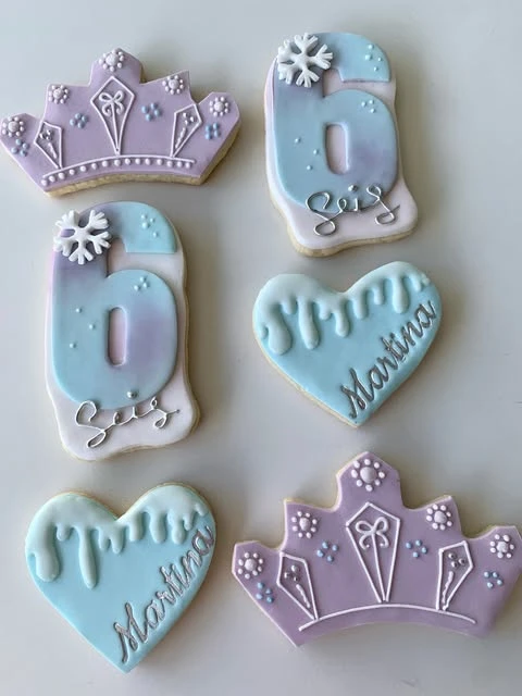 Iced Royal Emblem Cookies frozen birthday party ideas