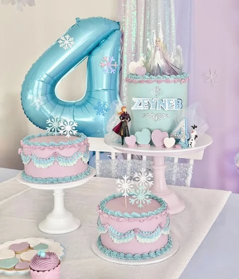 Pastel Tiered Cake Display frozen birthday party ideas
