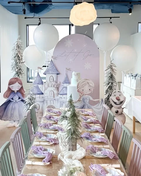 Soft Lavender Banquet Display frozen birthday party ideas
