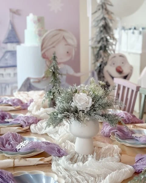 Soft Lavender Banquet Display frozen birthday party ideas