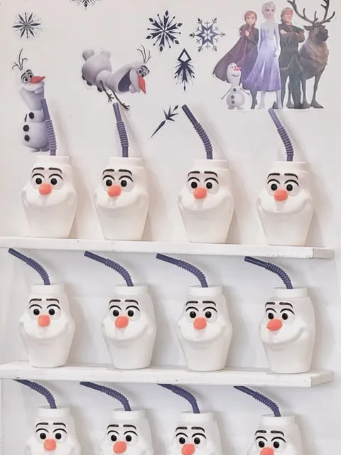 Snowman Character Drinkware frozen birthday party ideas
