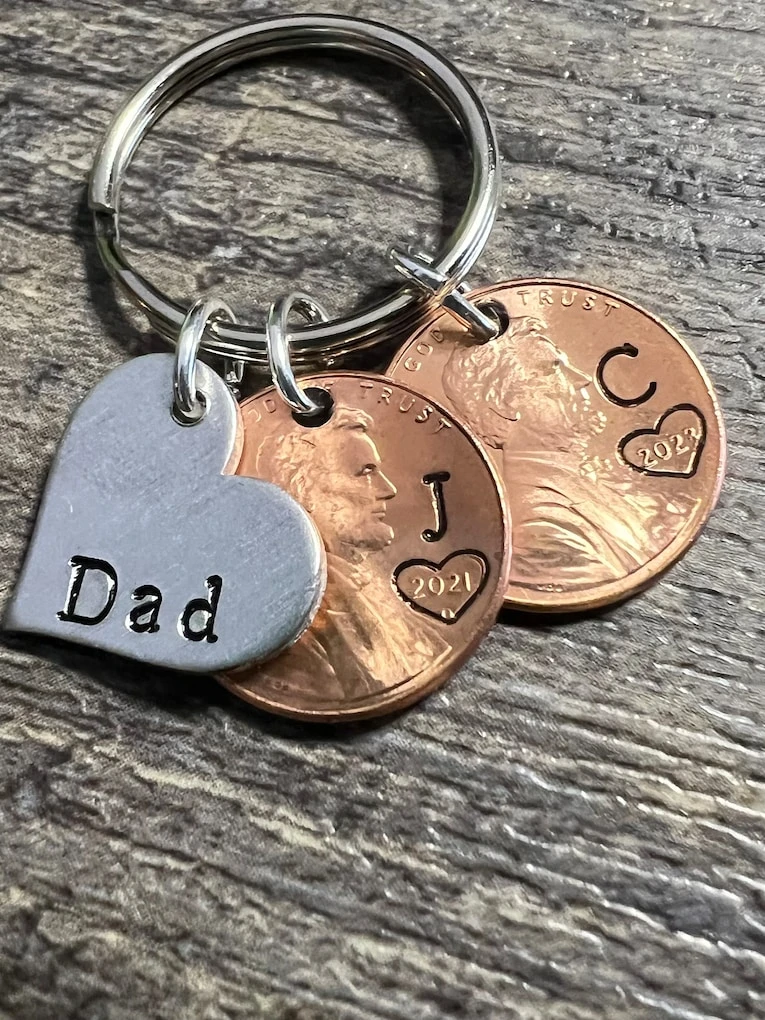 Stamped Birth Year Keychains grandpa fathers day gifts from kids