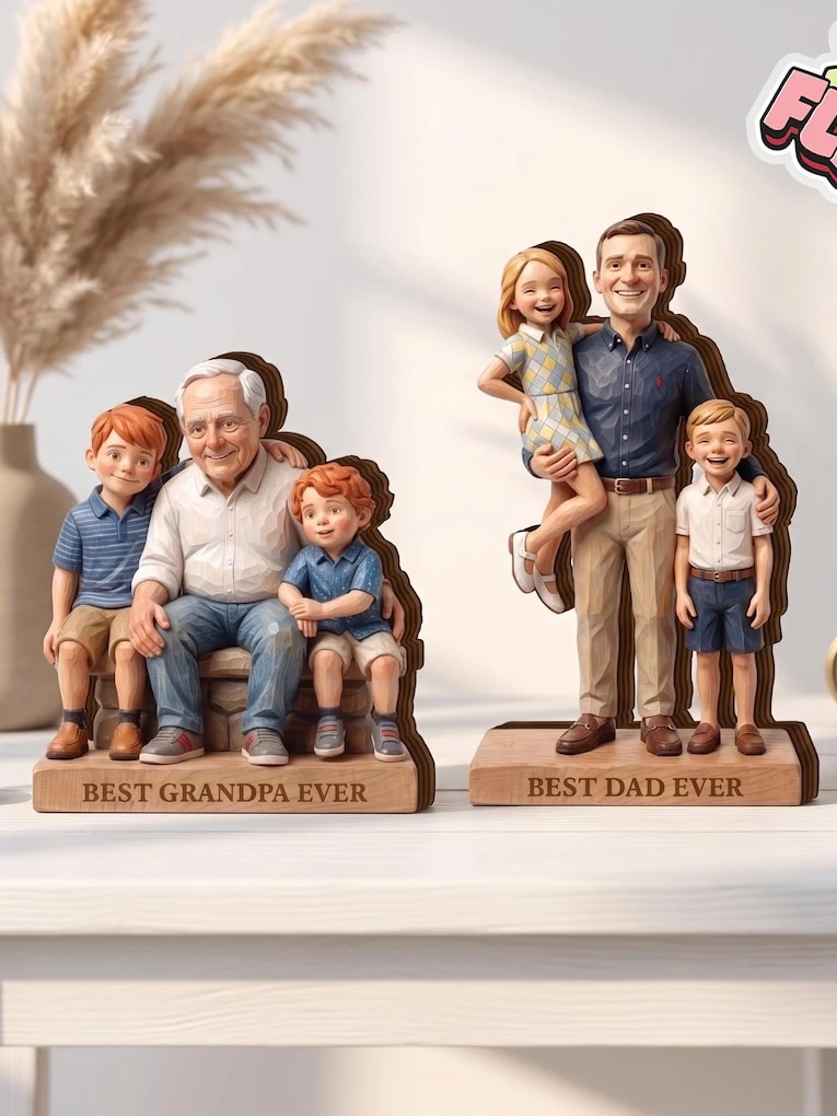 3D Custom Family Portraits grandpa fathers day gifts from kids