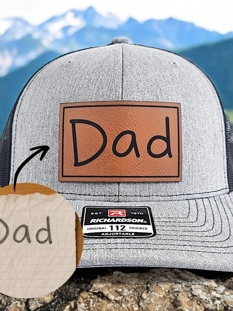 Handwritten Leather Hat Patches grandpa fathers day gifts from kids