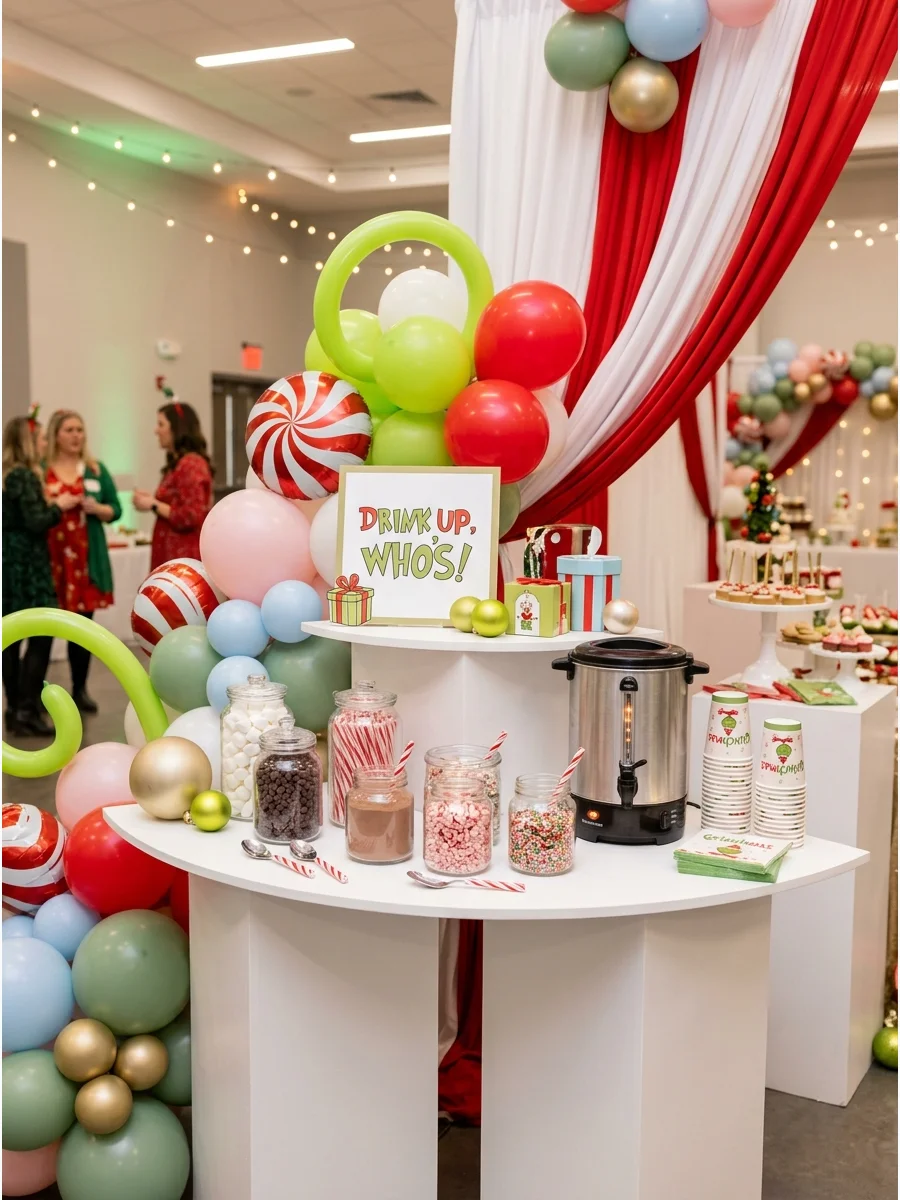 A hot cocoa station with various toppings.