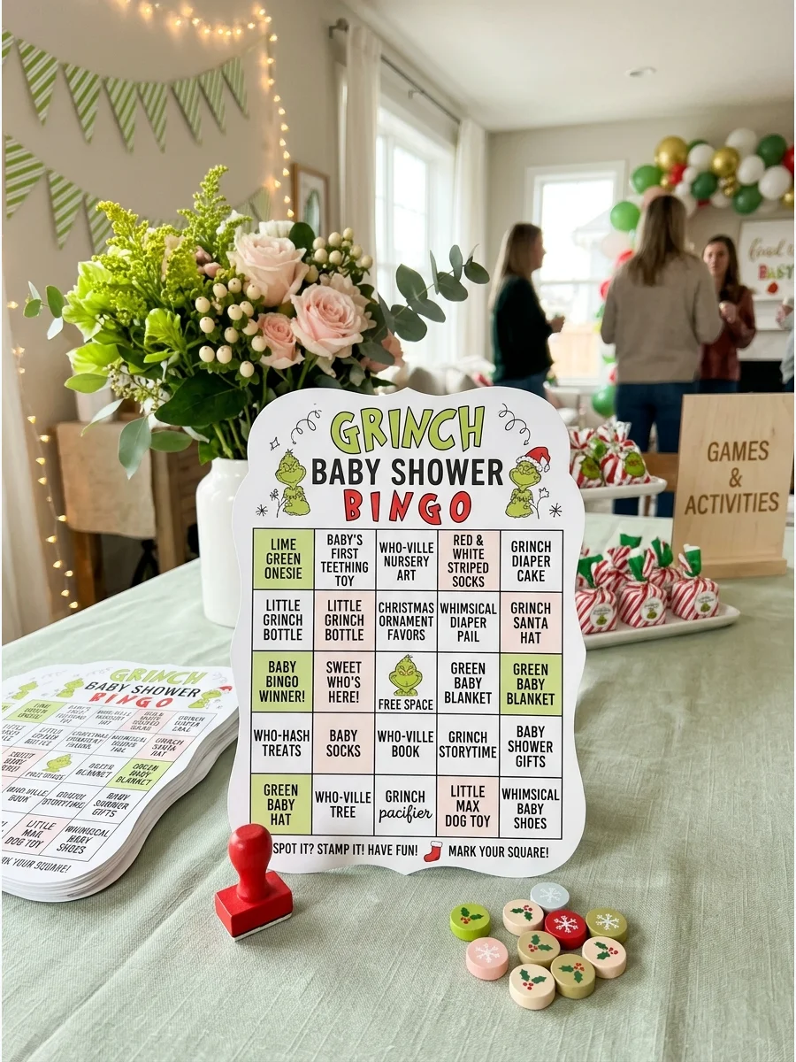 A custom Grinch-themed bingo card.