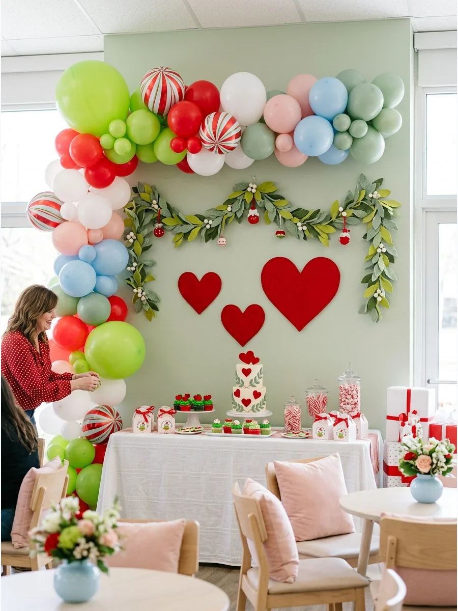 Three red hearts of increasing size on a wall backdrop.