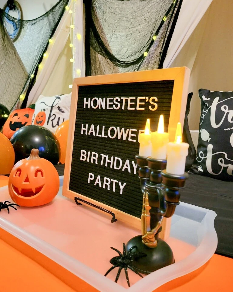Halloween Teepee Sleepover Setup halloween birthday party for kids
