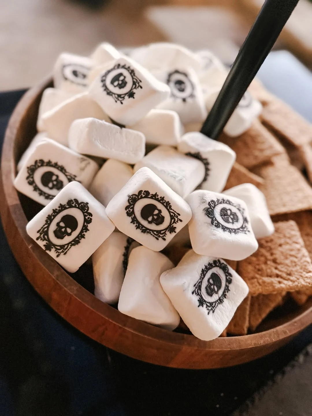 Stamped Skull Marshmallows halloween house party