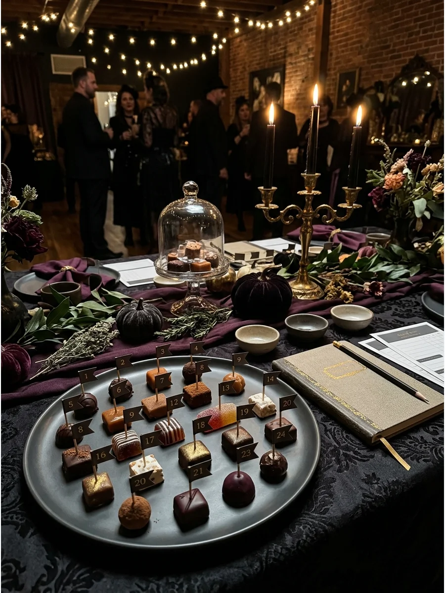 A variety of candies for a blind tasting game.