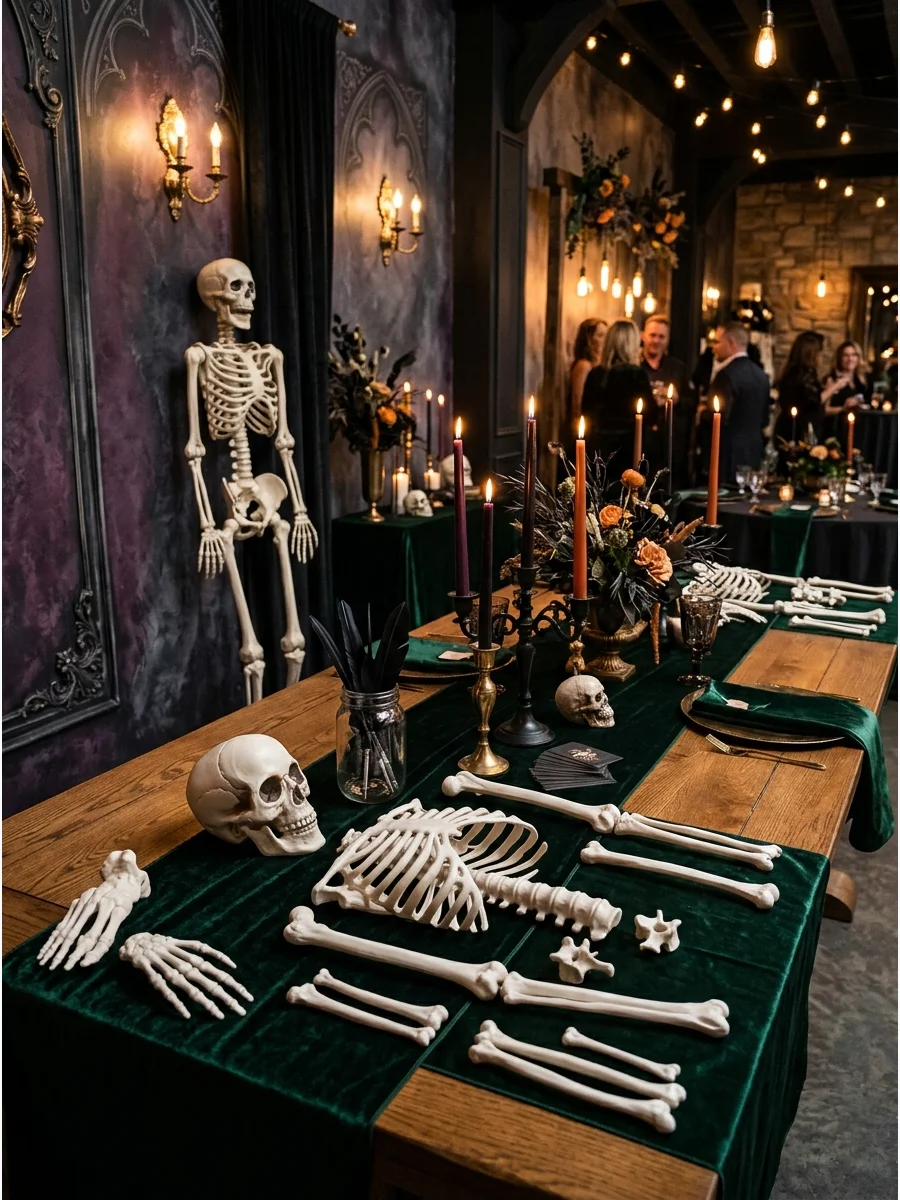 Skeleton pieces ready for a puzzle relay race.