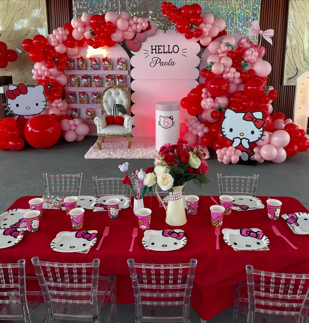 Cherry Balloon Wall hello kitty birthday party ideas