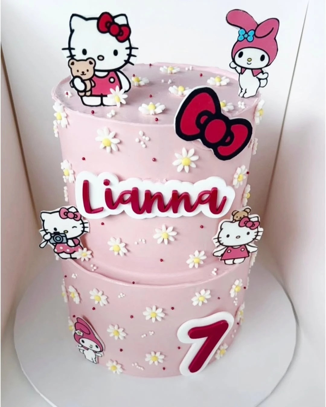 Multi-Character Tiered Cake hello kitty birthday party ideas