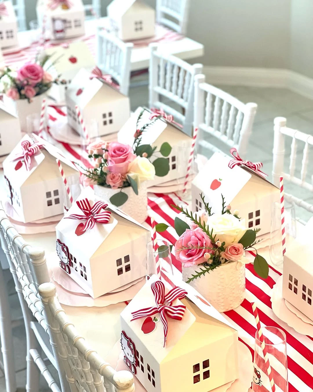 House-Shaped Favor Settings hello kitty birthday party ideas