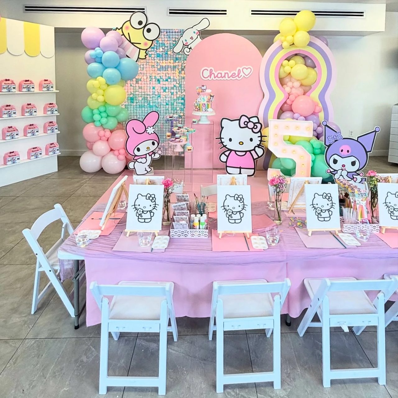 Pastel Art Studio Station hello kitty birthday party ideas
