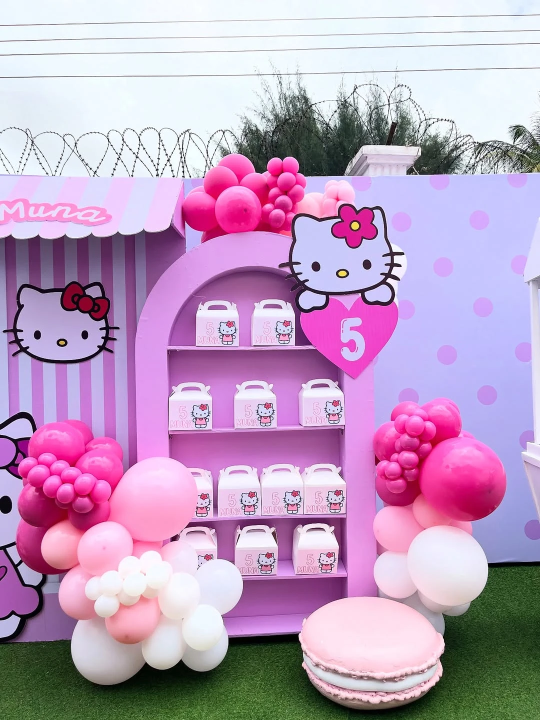 Arched Favor Display Wall hello kitty birthday party ideas