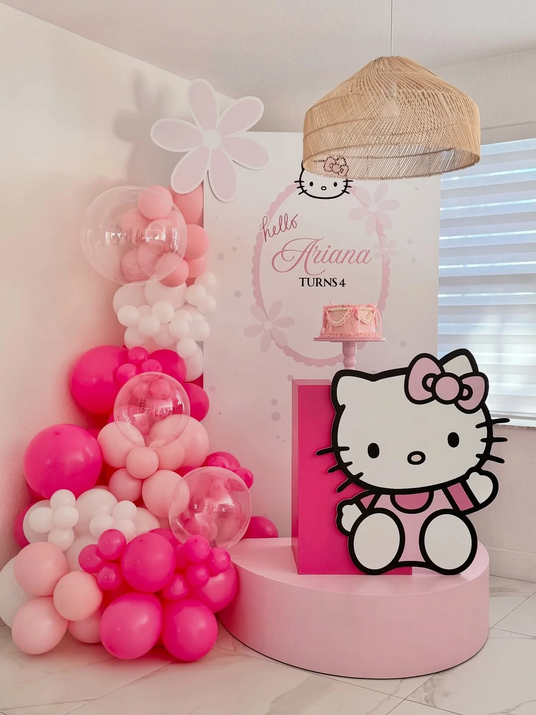 Layered Pink Backdrop hello kitty birthday party ideas