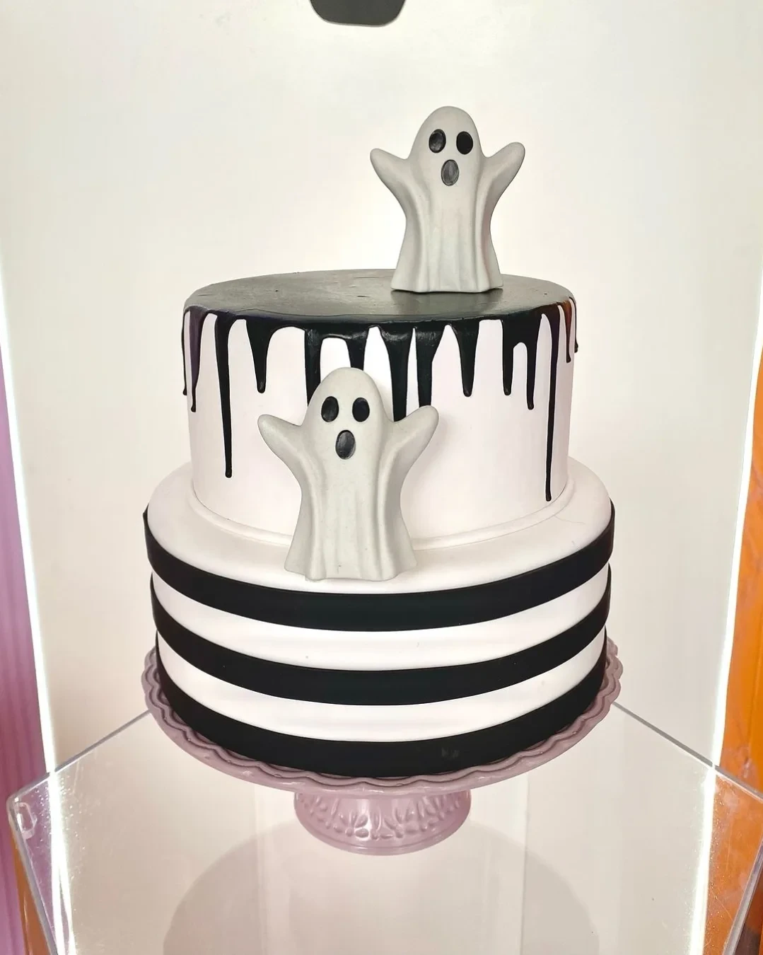 Striped Ghost Centerpiece Cake kids halloween party