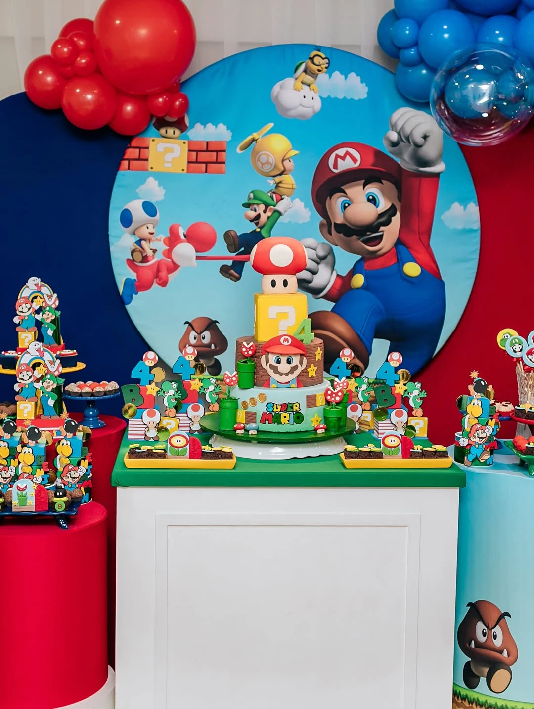 Multi-Level Cake Display mario birthday party ideas