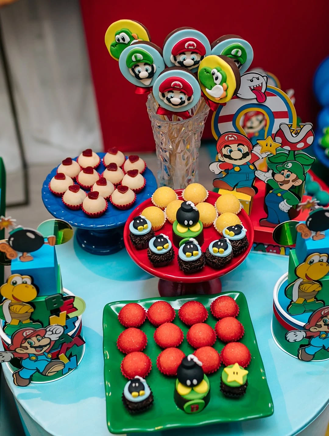 Multi-Level Cake Display mario birthday party ideas