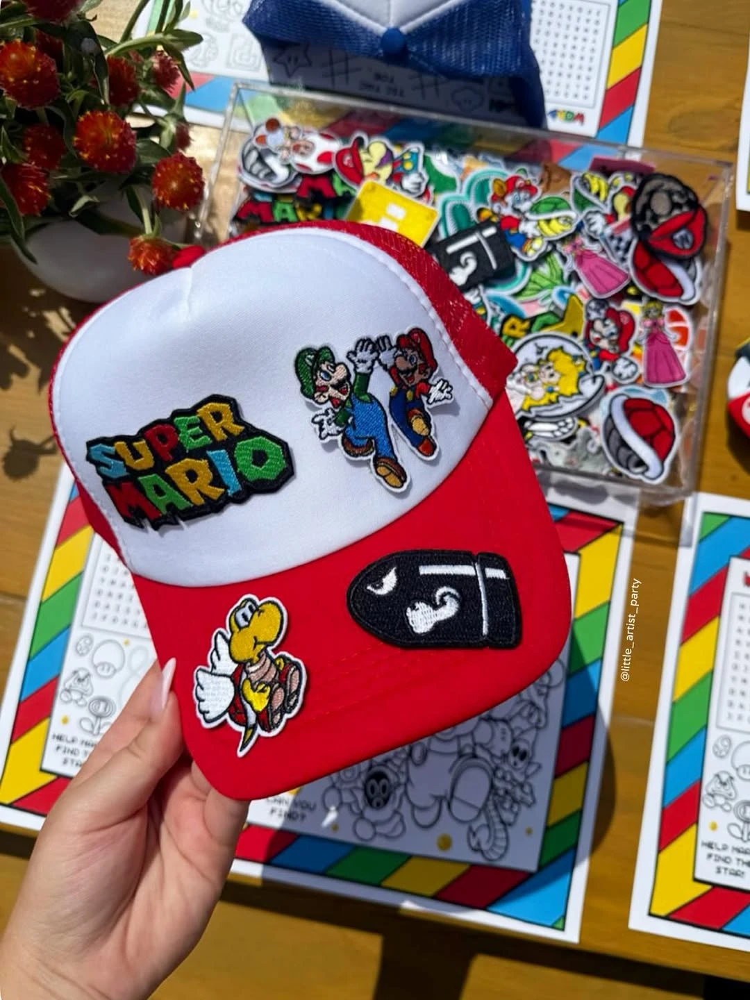 Custom Power-Up Crafting Station mario birthday party ideas