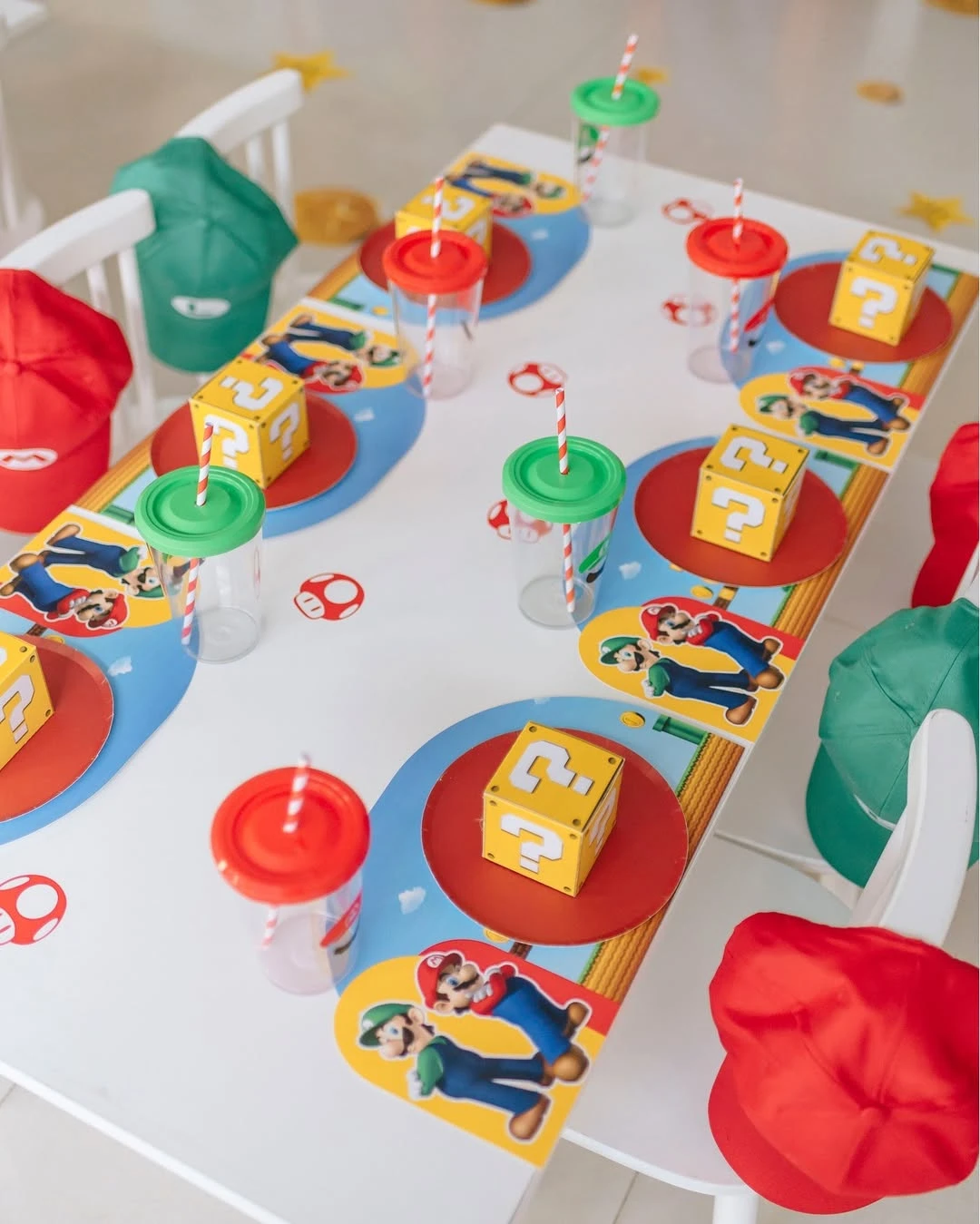 Immersive Table Settings mario birthday party ideas