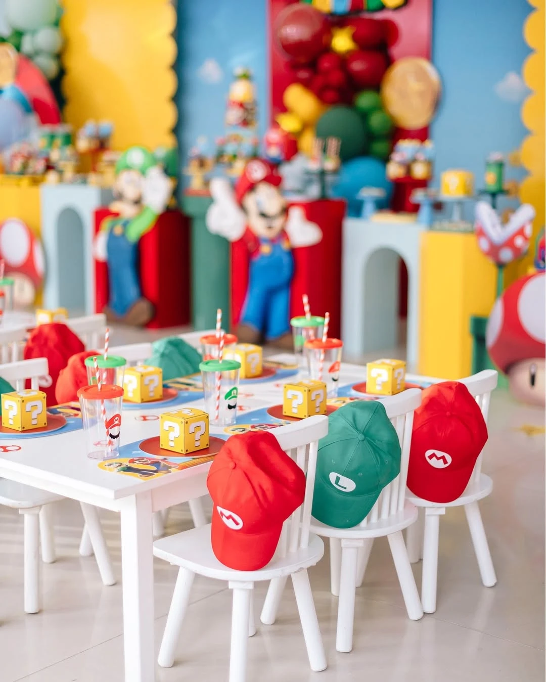 Immersive Table Settings mario birthday party ideas