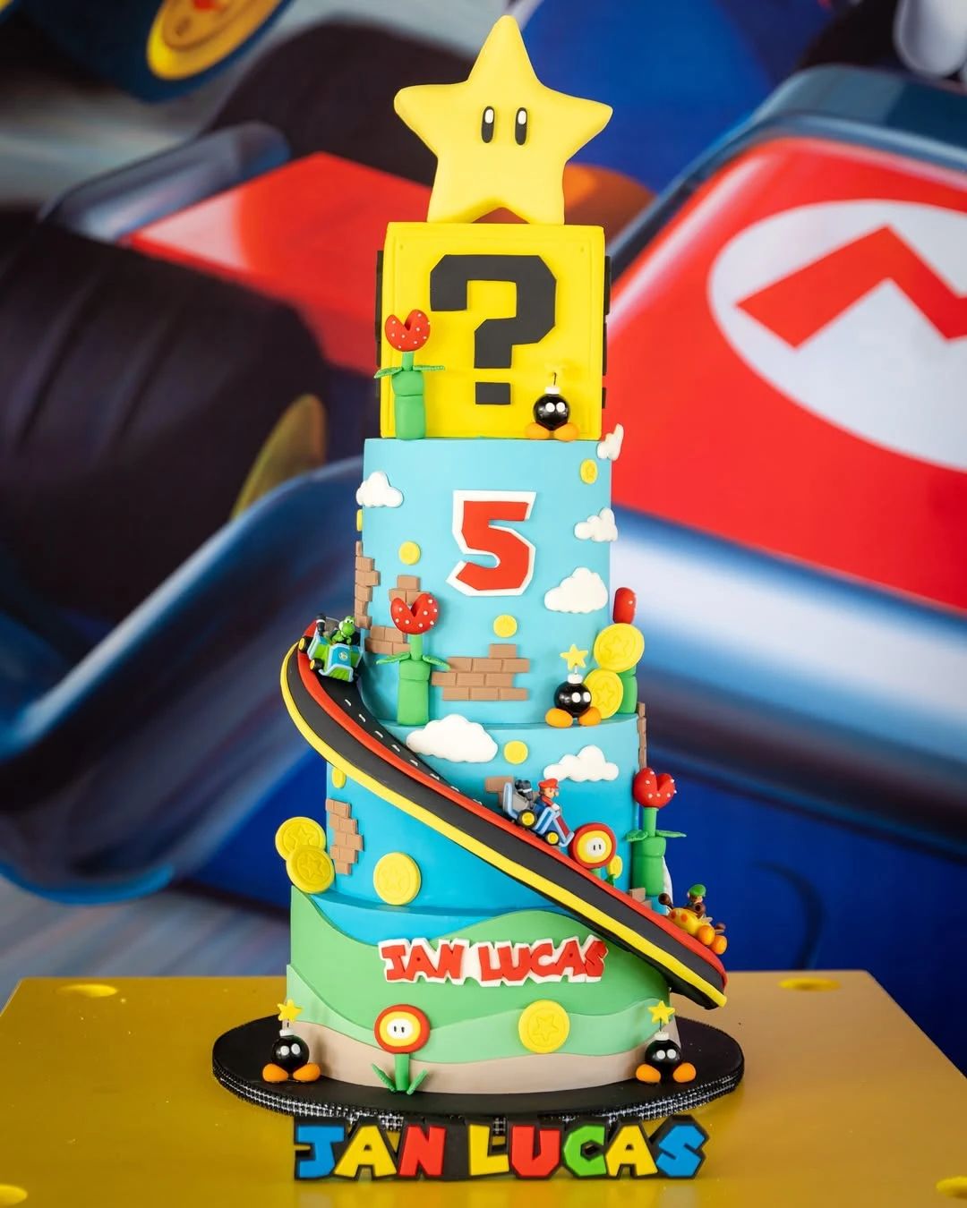 Winding Race Track Cakes mario birthday party ideas