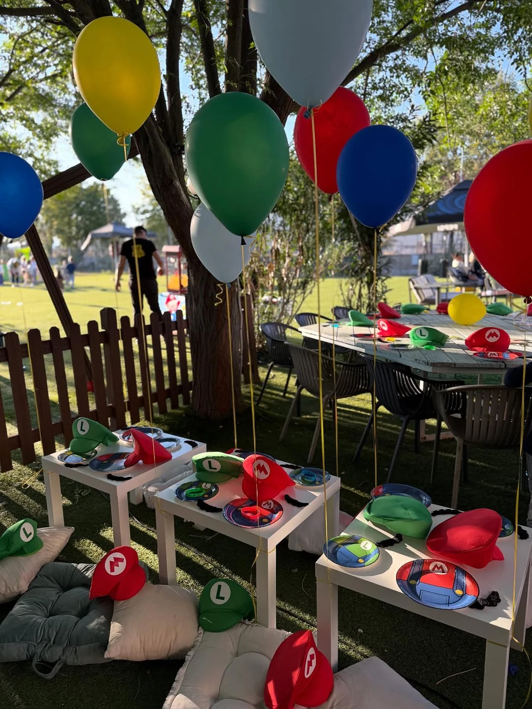 Low-Profile Picnic Stations mario birthday party ideas