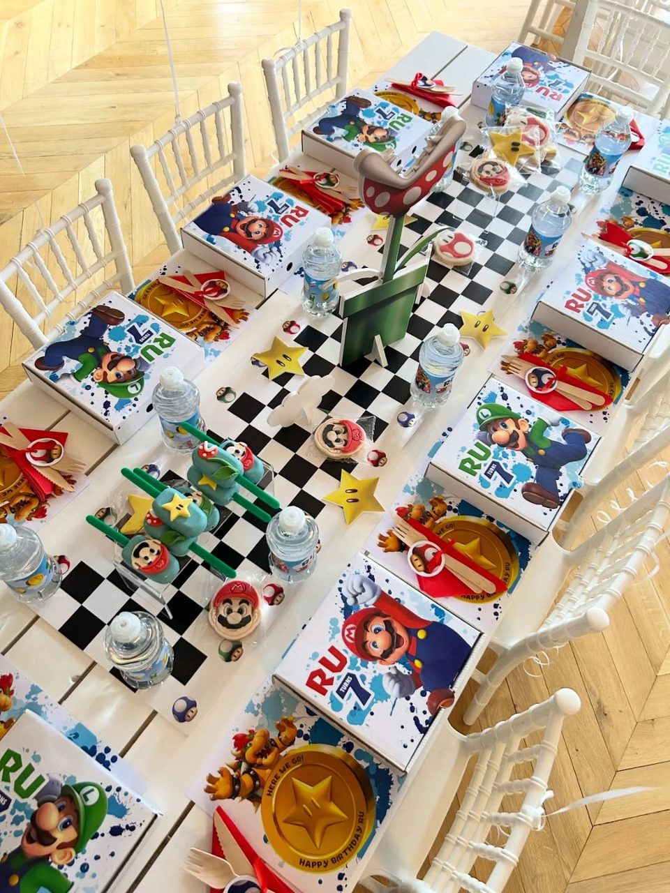 Racing Stripe Tables mario birthday party ideas