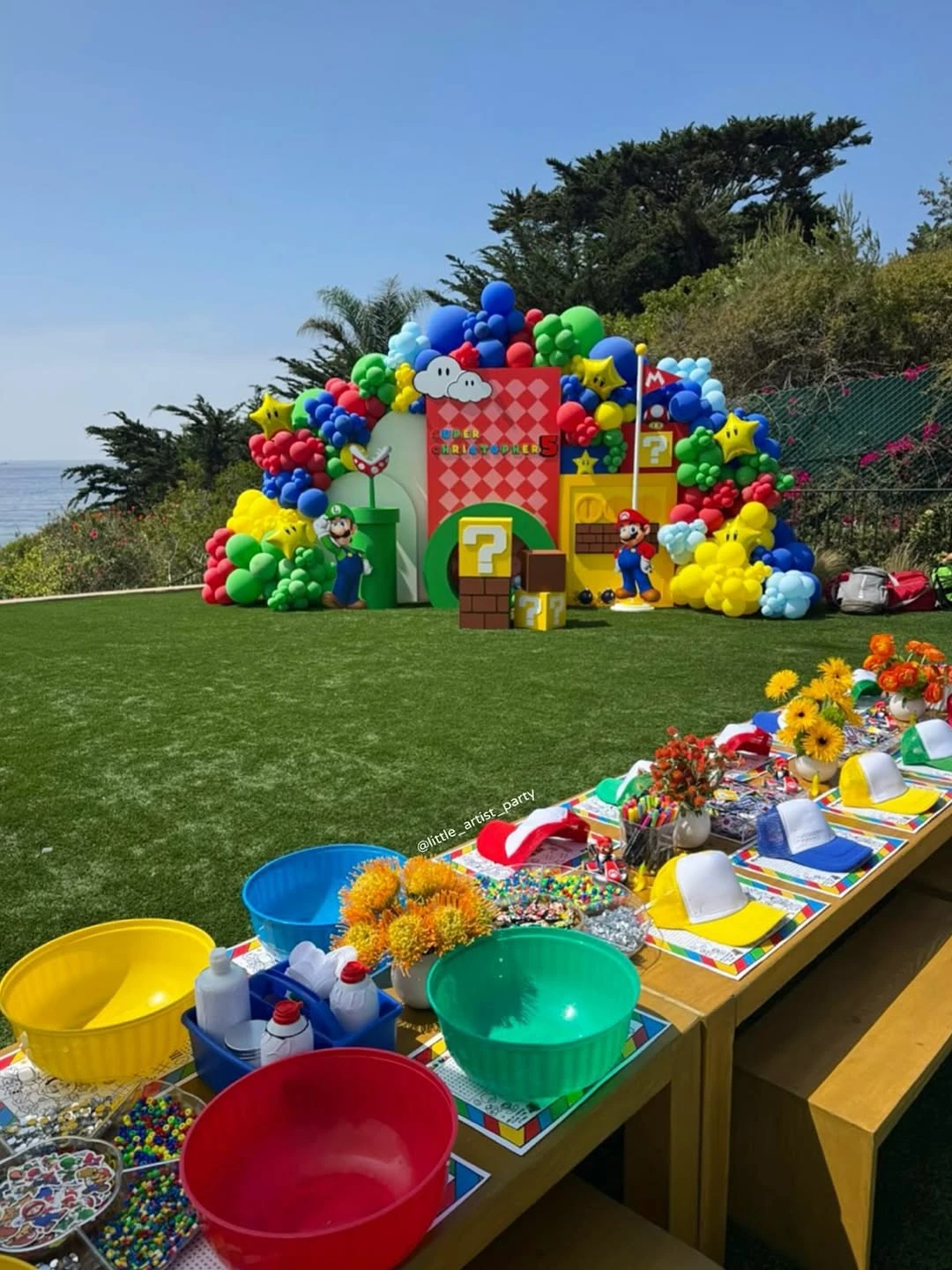Multi-Dimensional Character Backdrop mario birthday party ideas