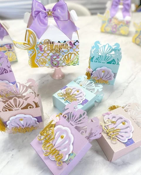 Ornate Paper Shell Packaging mermaid birthday party ideas