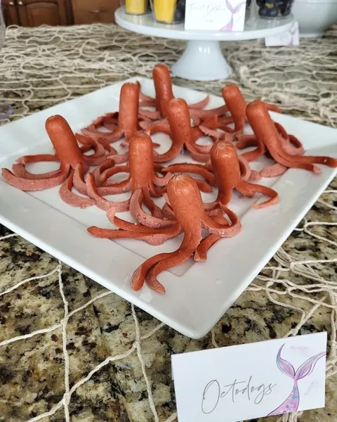 Savory Octopus Hot Dogs mermaid birthday party ideas